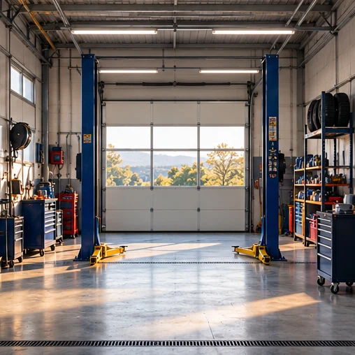 Un emplacement équipé d’un pont dans un self garage.